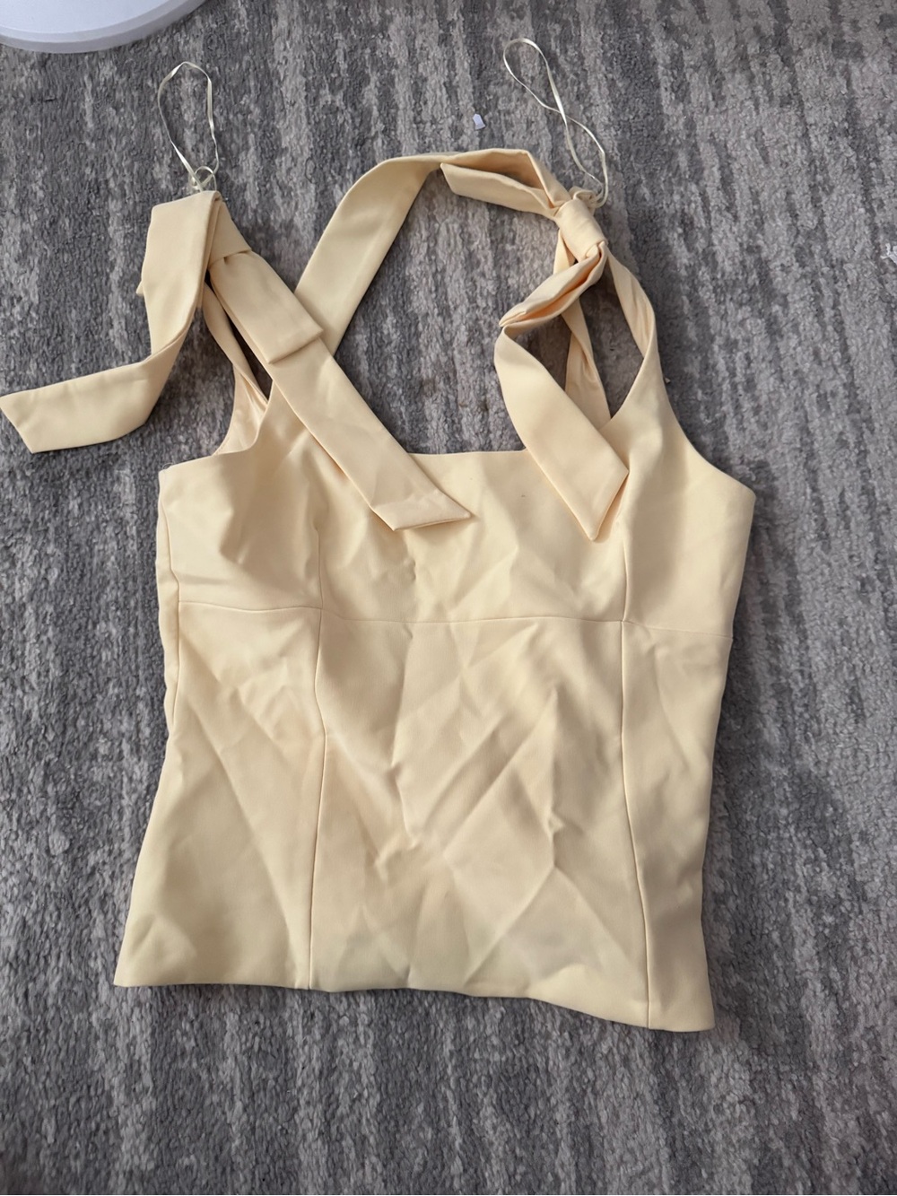 Zara yellow fitted tie front tank